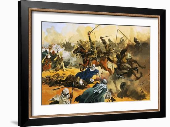 The 21st Lancers Lead the Battle Against the Arab Stronghold at Omdurman in 1897-Ferdinando Tacconi-Framed Giclee Print