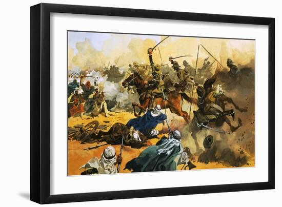 The 21st Lancers Lead the Battle Against the Arab Stronghold at Omdurman in 1897-Ferdinando Tacconi-Framed Giclee Print