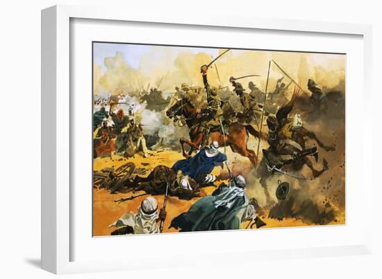 The 21st Lancers Lead the Battle Against the Arab Stronghold at Omdurman in 1897-Ferdinando Tacconi-Framed Giclee Print