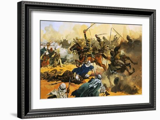 The 21st Lancers Lead the Battle Against the Arab Stronghold at Omdurman in 1897-Ferdinando Tacconi-Framed Giclee Print