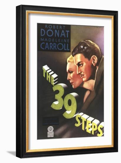 The 39 Steps, from Left: Madeleine Carroll, Robert Donat, 1935-null-Framed Premium Giclee Print