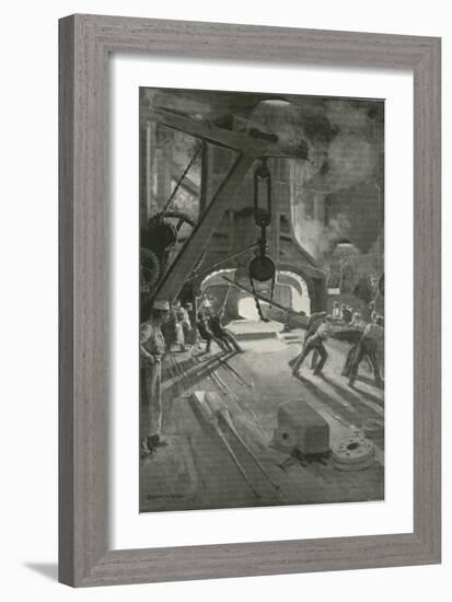 The 40-Ton Steam-Hammer at Work in Woolwich Arsenal-Enoch Ward-Framed Giclee Print