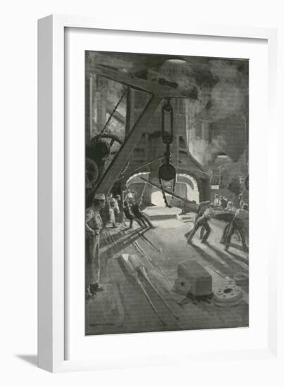 The 40-Ton Steam-Hammer at Work in Woolwich Arsenal-Enoch Ward-Framed Giclee Print