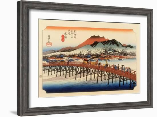 The 53 Stations of the Tokaido, The End: Sanjo O-Hashi, Kyoto-Ando Hiroshige-Framed Giclee Print