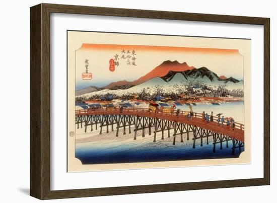 The 53 Stations of the Tokaido, The End: Sanjo O-Hashi, Kyoto-Ando Hiroshige-Framed Giclee Print