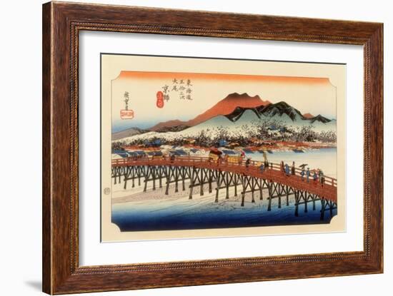 The 53 Stations of the Tokaido, The End: Sanjo O-Hashi, Kyoto-Ando Hiroshige-Framed Giclee Print