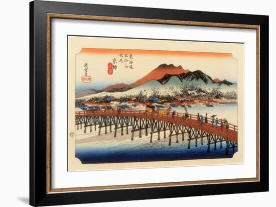 The 53 Stations of the Tokaido, The End: Sanjo O-Hashi, Kyoto-Ando Hiroshige-Framed Giclee Print