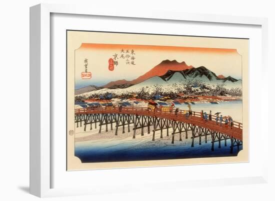 The 53 Stations of the Tokaido, The End: Sanjo O-Hashi, Kyoto-Ando Hiroshige-Framed Giclee Print