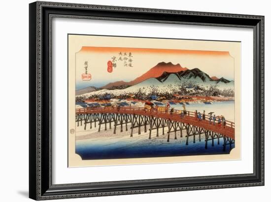 The 53 Stations of the Tokaido, The End: Sanjo O-Hashi, Kyoto-Ando Hiroshige-Framed Giclee Print