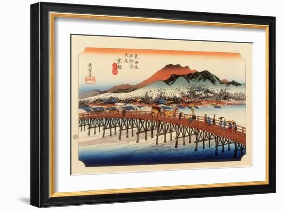 The 53 Stations of the Tokaido, The End: Sanjo O-Hashi, Kyoto-Ando Hiroshige-Framed Giclee Print