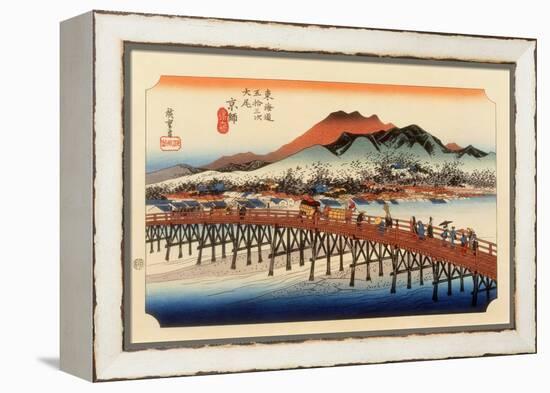 The 53 Stations of the Tokaido, The End: Sanjo O-Hashi, Kyoto-Ando Hiroshige-Framed Premier Image Canvas