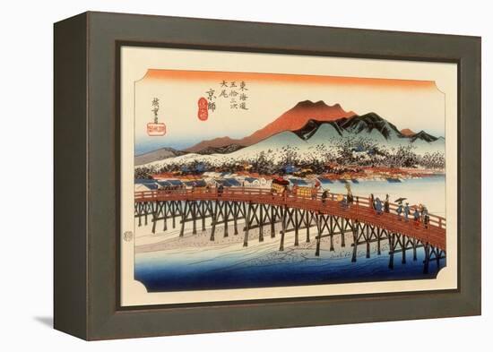 The 53 Stations of the Tokaido, The End: Sanjo O-Hashi, Kyoto-Ando Hiroshige-Framed Premier Image Canvas