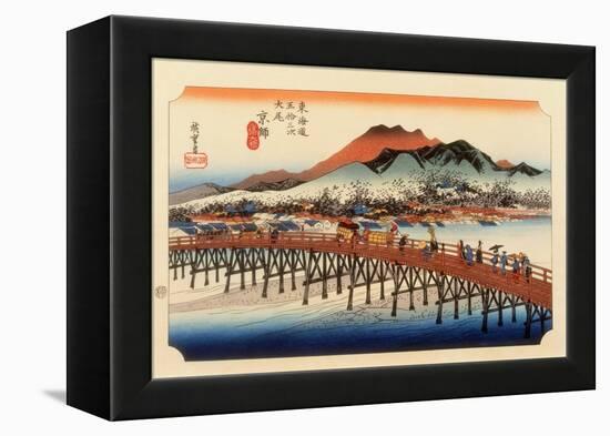 The 53 Stations of the Tokaido, The End: Sanjo O-Hashi, Kyoto-Ando Hiroshige-Framed Premier Image Canvas