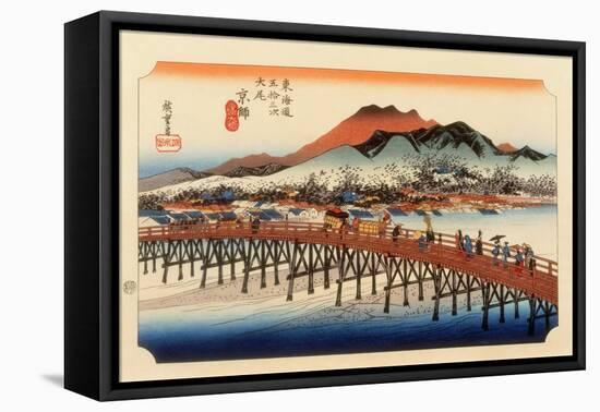 The 53 Stations of the Tokaido, The End: Sanjo O-Hashi, Kyoto-Ando Hiroshige-Framed Premier Image Canvas