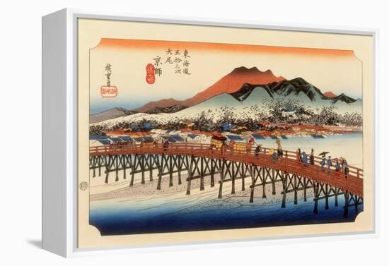 The 53 Stations of the Tokaido, The End: Sanjo O-Hashi, Kyoto-Ando Hiroshige-Framed Premier Image Canvas