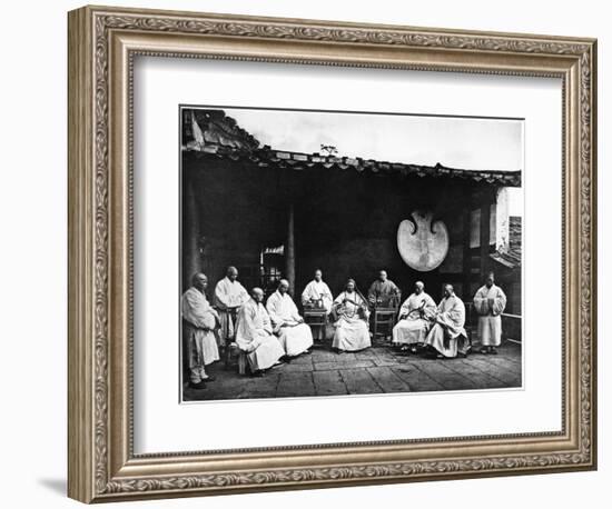 The Abbot and Monks of Kushan Monastery, C.1867-72-John Thomson-Framed Photographic Print