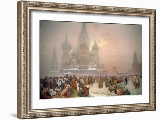 The Abolition of Serfdom, from the 'Slav Epic', 1914-Alphonse Mucha-Framed Giclee Print