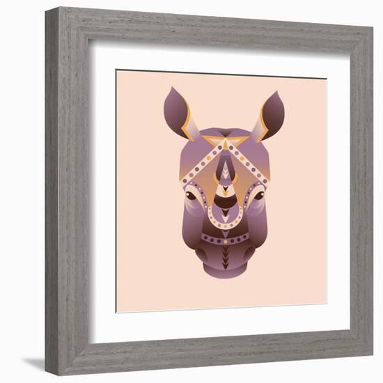 The Abstract Head of Rhino Vector Illustration-coffeee_in-Framed Art Print