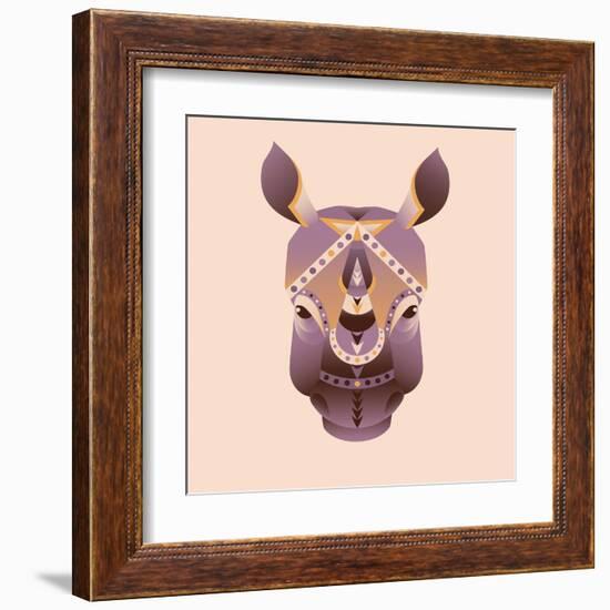 The Abstract Head of Rhino Vector Illustration-coffeee_in-Framed Art Print