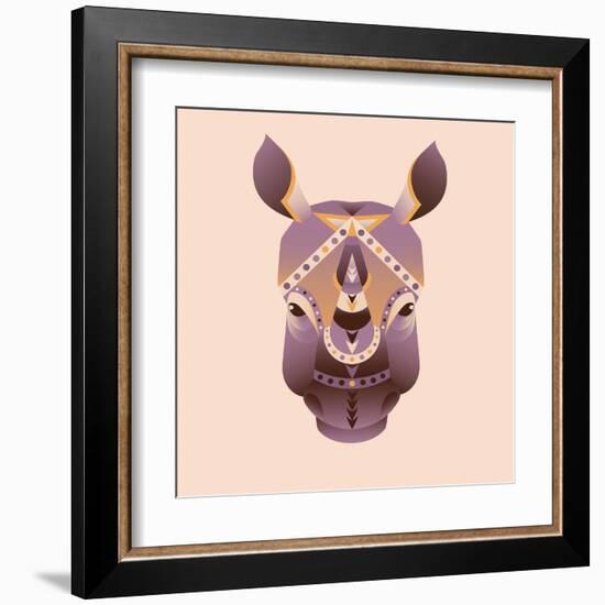 The Abstract Head of Rhino Vector Illustration-coffeee_in-Framed Art Print