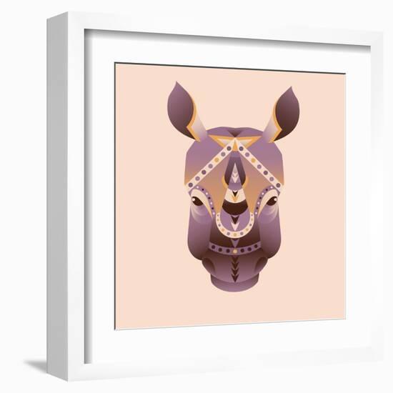 The Abstract Head of Rhino Vector Illustration-coffeee_in-Framed Art Print