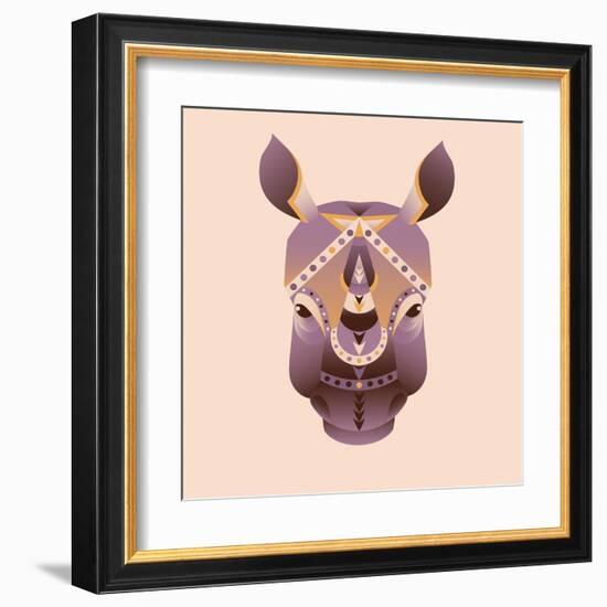 The Abstract Head of Rhino Vector Illustration-coffeee_in-Framed Art Print