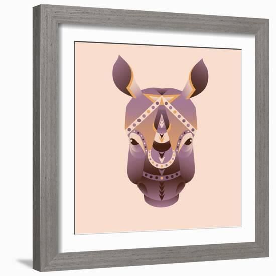 The Abstract Head of Rhino Vector Illustration-coffeee_in-Framed Art Print