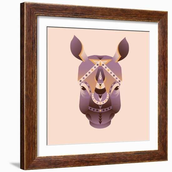 The Abstract Head of Rhino Vector Illustration-coffeee_in-Framed Art Print