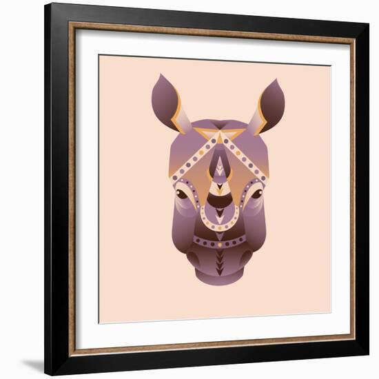 The Abstract Head of Rhino Vector Illustration-coffeee_in-Framed Art Print