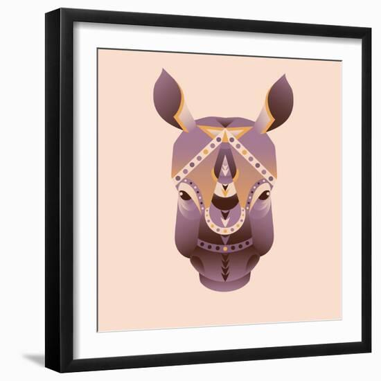 The Abstract Head of Rhino Vector Illustration-coffeee_in-Framed Art Print