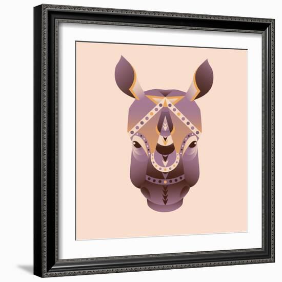 The Abstract Head of Rhino Vector Illustration-coffeee_in-Framed Art Print