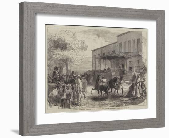 The Abyssinian Expedition, Transport Officers Buying Mules Opposite Shepheard's Hotel, Cairo-Charles Robinson-Framed Giclee Print