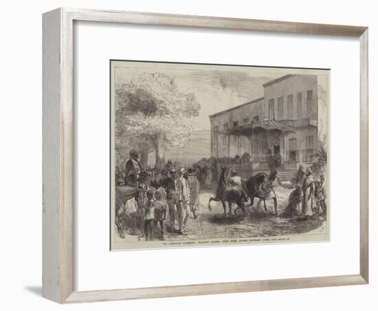 The Abyssinian Expedition, Transport Officers Buying Mules Opposite Shepheard's Hotel, Cairo-Charles Robinson-Framed Giclee Print