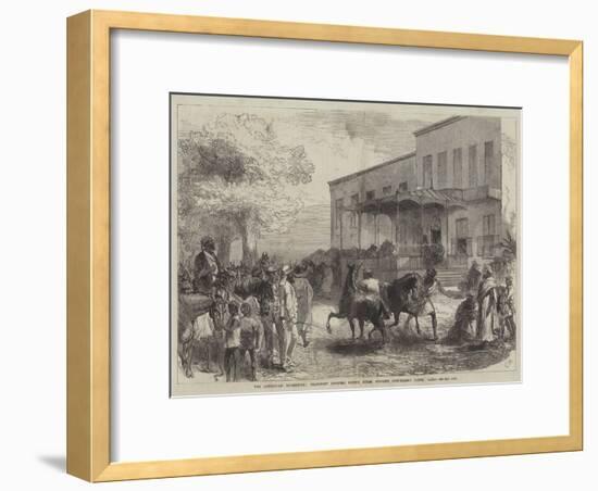 The Abyssinian Expedition, Transport Officers Buying Mules Opposite Shepheard's Hotel, Cairo-Charles Robinson-Framed Giclee Print