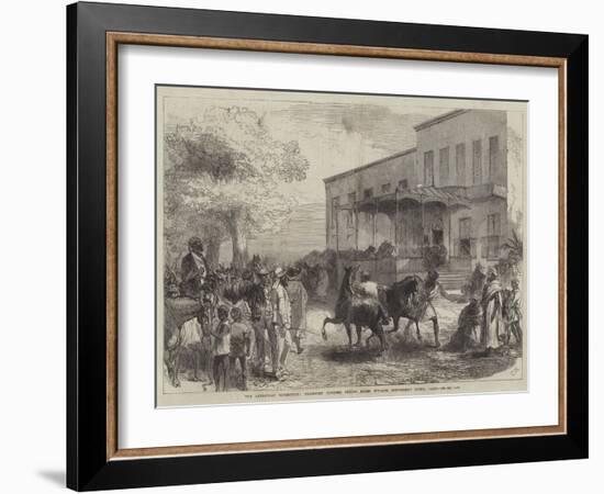 The Abyssinian Expedition, Transport Officers Buying Mules Opposite Shepheard's Hotel, Cairo-Charles Robinson-Framed Giclee Print