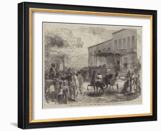 The Abyssinian Expedition, Transport Officers Buying Mules Opposite Shepheard's Hotel, Cairo-Charles Robinson-Framed Giclee Print