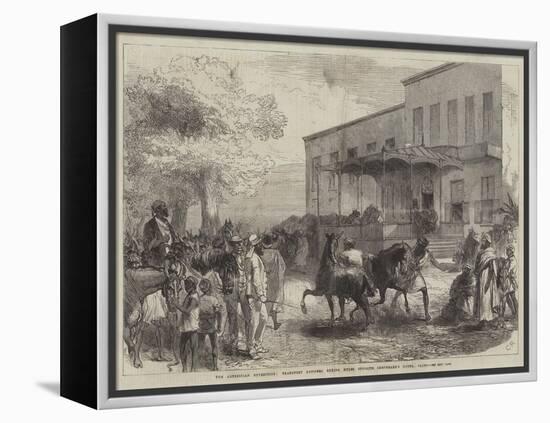 The Abyssinian Expedition, Transport Officers Buying Mules Opposite Shepheard's Hotel, Cairo-Charles Robinson-Framed Premier Image Canvas