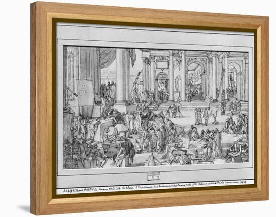 The Academy of Sciences and Fine Arts (Pen and Ink and Wash on Paper)-Sebastien I Le Clerc-Framed Premier Image Canvas