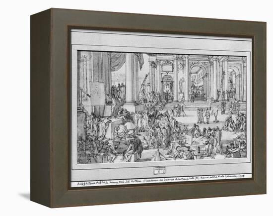 The Academy of Sciences and Fine Arts (Pen and Ink and Wash on Paper)-Sebastien I Le Clerc-Framed Premier Image Canvas