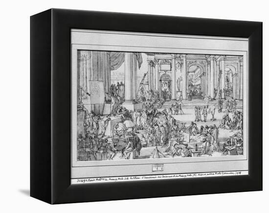 The Academy of Sciences and Fine Arts (Pen and Ink and Wash on Paper)-Sebastien I Le Clerc-Framed Premier Image Canvas