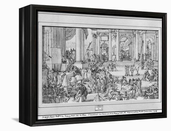 The Academy of Sciences and Fine Arts (Pen and Ink and Wash on Paper)-Sebastien I Le Clerc-Framed Premier Image Canvas