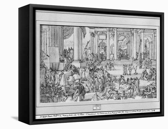 The Academy of Sciences and Fine Arts (Pen and Ink and Wash on Paper)-Sebastien I Le Clerc-Framed Premier Image Canvas