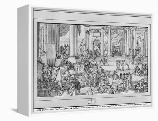 The Academy of Sciences and Fine Arts (Pen and Ink and Wash on Paper)-Sebastien I Le Clerc-Framed Premier Image Canvas