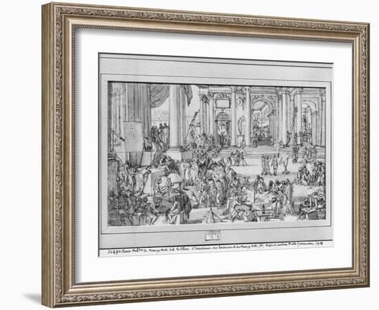 The Academy of Sciences and Fine Arts (Pen and Ink and Wash on Paper)-Sebastien I Le Clerc-Framed Giclee Print