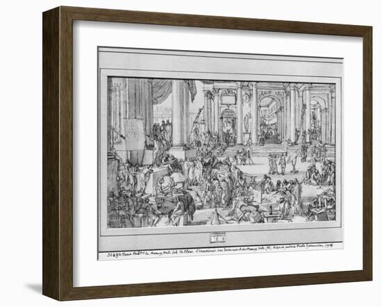 The Academy of Sciences and Fine Arts (Pen and Ink and Wash on Paper)-Sebastien I Le Clerc-Framed Giclee Print