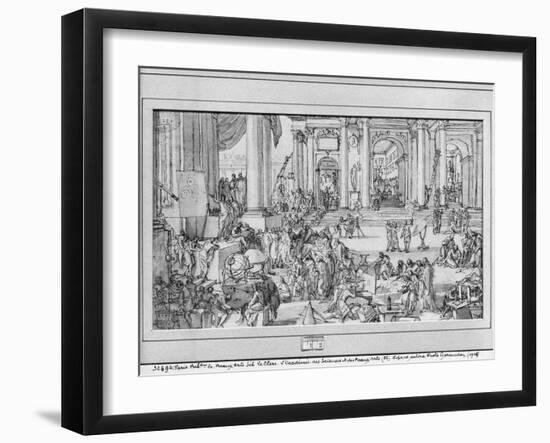 The Academy of Sciences and Fine Arts (Pen and Ink and Wash on Paper)-Sebastien I Le Clerc-Framed Giclee Print