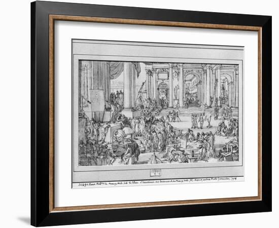 The Academy of Sciences and Fine Arts (Pen and Ink and Wash on Paper)-Sebastien I Le Clerc-Framed Giclee Print