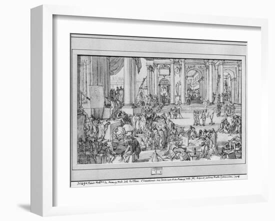 The Academy of Sciences and Fine Arts (Pen and Ink and Wash on Paper)-Sebastien I Le Clerc-Framed Giclee Print
