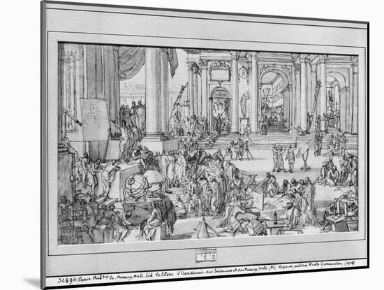 The Academy of Sciences and Fine Arts (Pen and Ink and Wash on Paper)-Sebastien I Le Clerc-Mounted Giclee Print