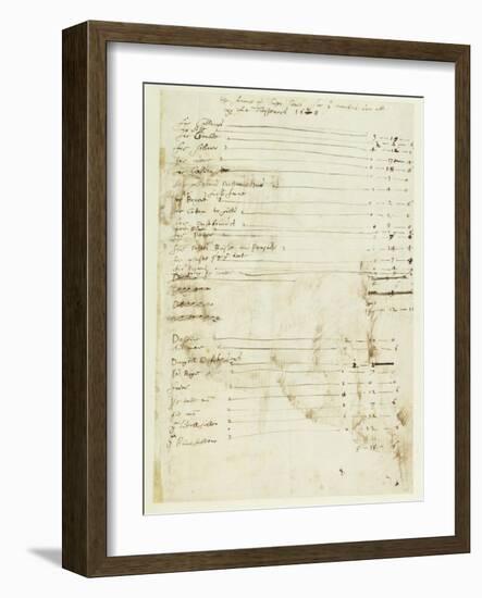 The Account of Inigo Jones for Work Done at the Lord Treasurer's, 1608-Inigo Jones-Framed Giclee Print